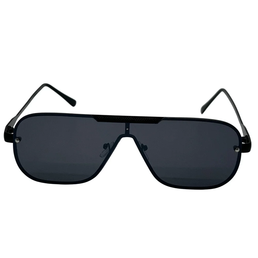 Sunglasses Flat Top Shield Sunglasses Fashion Shades Dark Black‎ Lens Trendy New